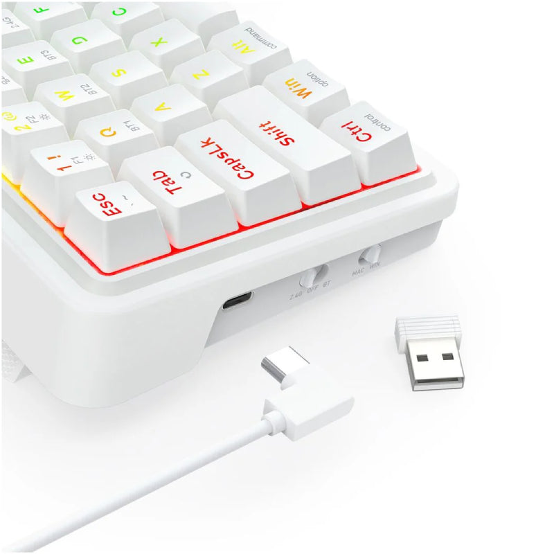 Redragon K730W RGB Pro Draconic V2 White 60% Gasket Wireless Mechanical Keyboard - Bluetooth / Wired / 2500mAh / White