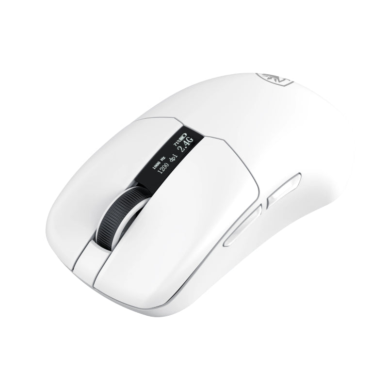 SADES Striker S2W 26,000 DPI Wireless Gaming Mouse with RGB Magnetic Charger and OLED Panel - White