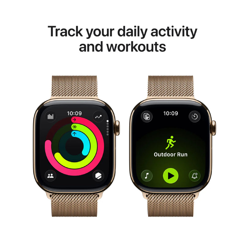 Apple Watch Series 11 - LTPO OLED / 64GB / 46mm / Bluetooth / Wi-Fi + Cellular / Small/Medium / Gold Titanium Case with