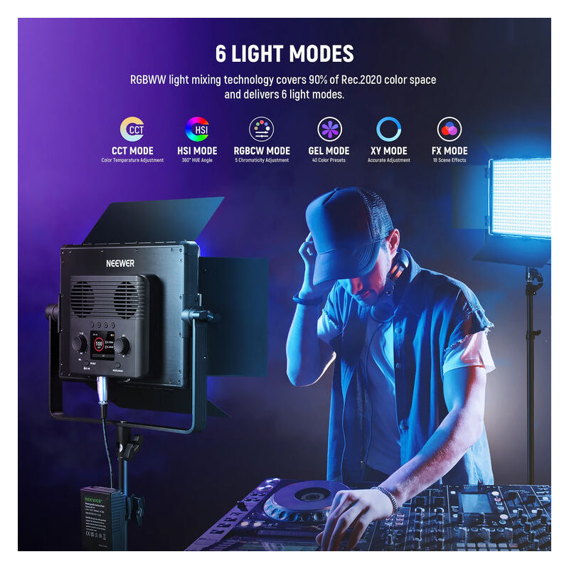 طقم إضاءة فيديو نيوير PL60C بلوحات RGB LED، عبوة من قطعتين