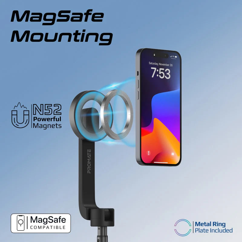 PROMATE MagSafe Foldable Selfie Stick with BT Remote Control