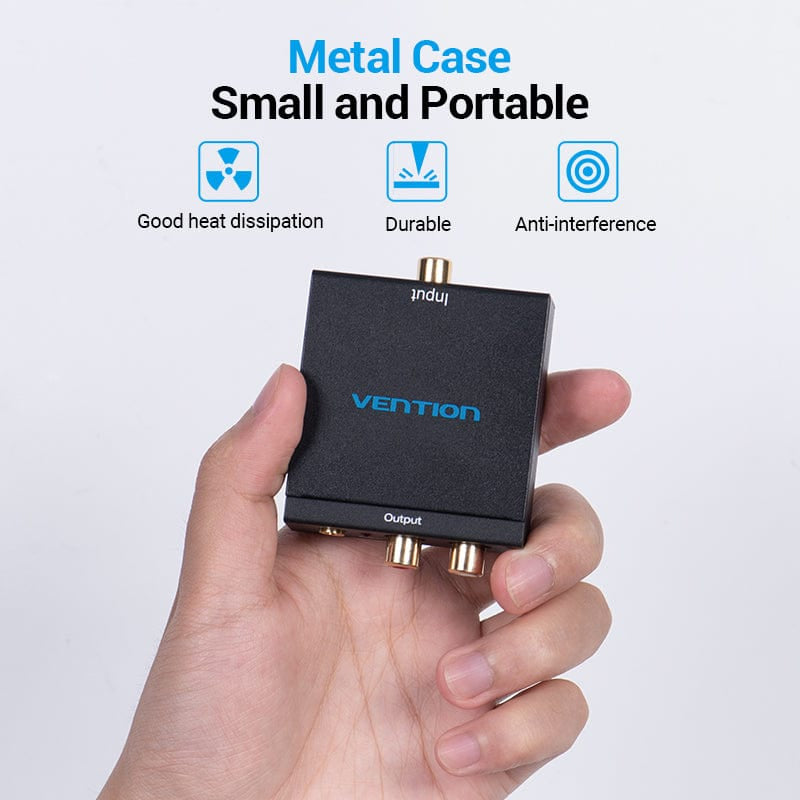 Vention Optical Fiber/Coaxial Digital Audio to TRS 3.5mm/2RCA Audio Converter - Aluminum Alloy Type EU Standard / Black