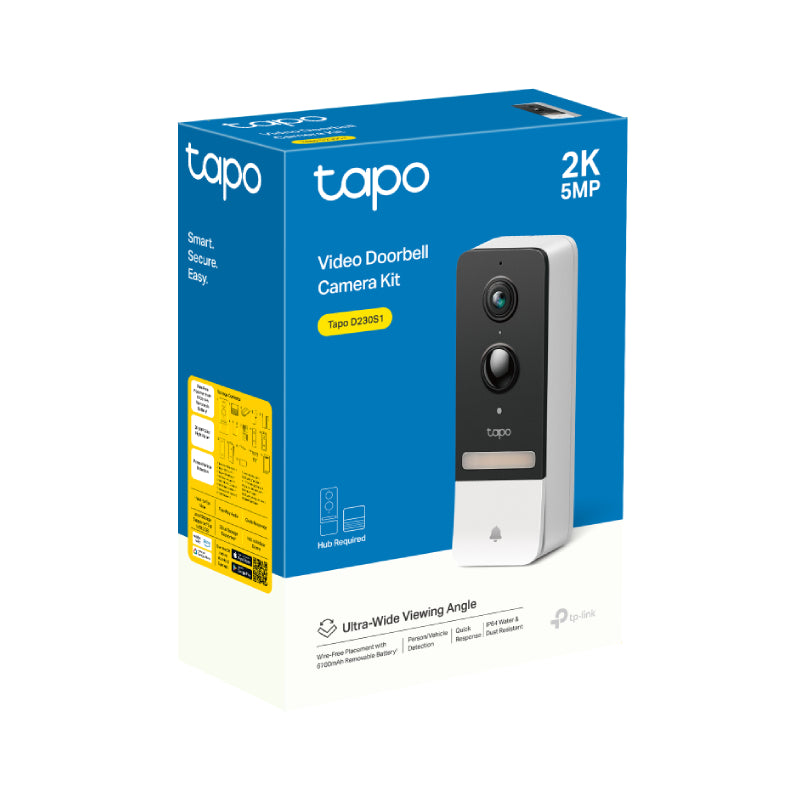 TP-Link (Tapo D230S1) Tapo Smart Battery Video Doorbell - 2K 5MP / Smart Detection / LAN