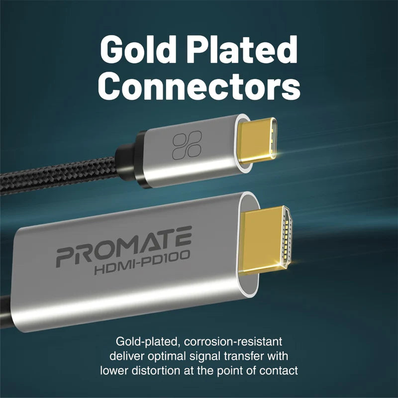 PROMATE 4K Crystal Clarity USB-C to HDMI Cable - 1.8M / Silver