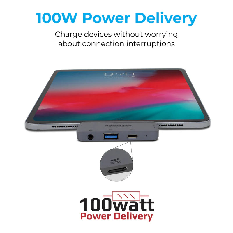 PROMATE 4-in-1 USB-C Multimedia Hub - USB-C / HDMI / USB 3.0