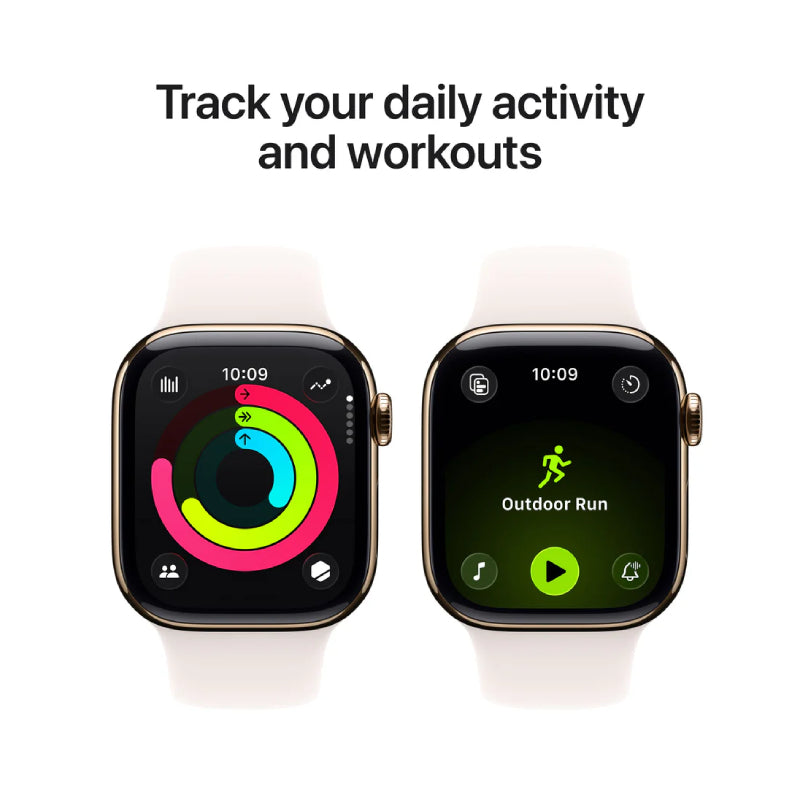 Apple Watch Series 11 - LTPO OLED / 64GB / 46mm / Bluetooth / Wi-Fi + Cellular / Medium/Large / Gold Titanium Case with