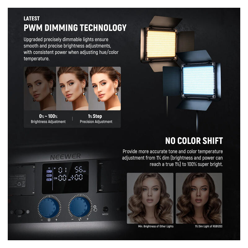 NEEWER 2 Pack RGB1200 LED Video Light
