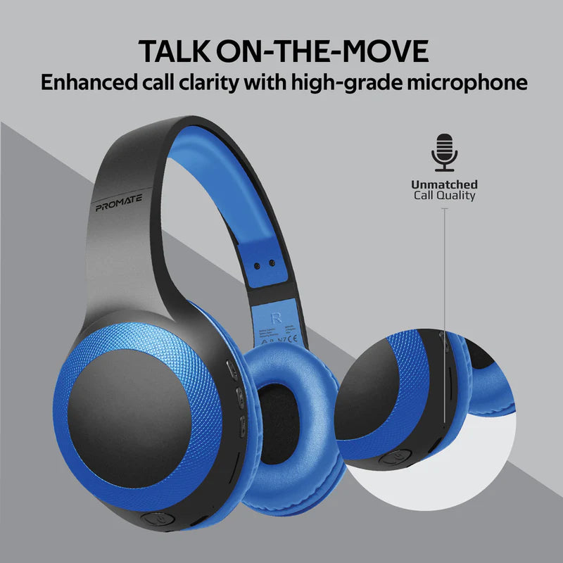PROMATE LaBoca Deep Bass Over-Ear Wireless Headphones - Bluetooth / 200mAh / Blue