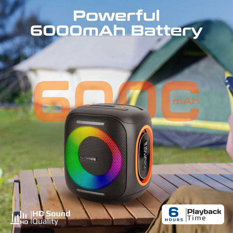 PROMATE LumiSound HD True Wireless Speaker with RGB Light - 40W / Bluetooth 5.3 / 6000mAh