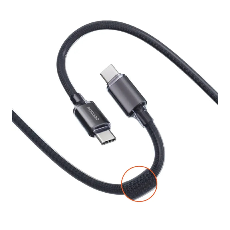 Porodo Braided Cable - USB-C / 60W / 480Mbps / 1 Meter / Black