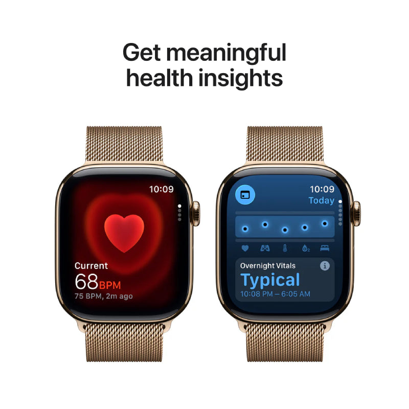 Apple Watch Series 11 - LTPO OLED / 64GB / 46mm / Bluetooth / Wi-Fi + Cellular / Small/Medium / Gold Titanium Case with