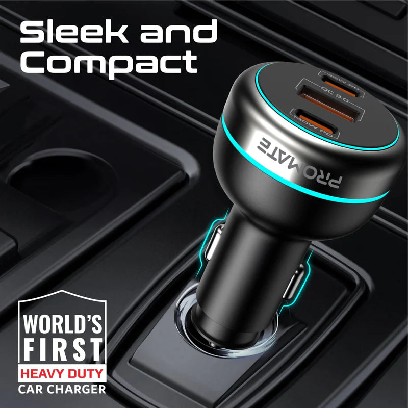 PROMATE RapidCharge Car Charger with Dual Power - 230W / USB-A / USB-C