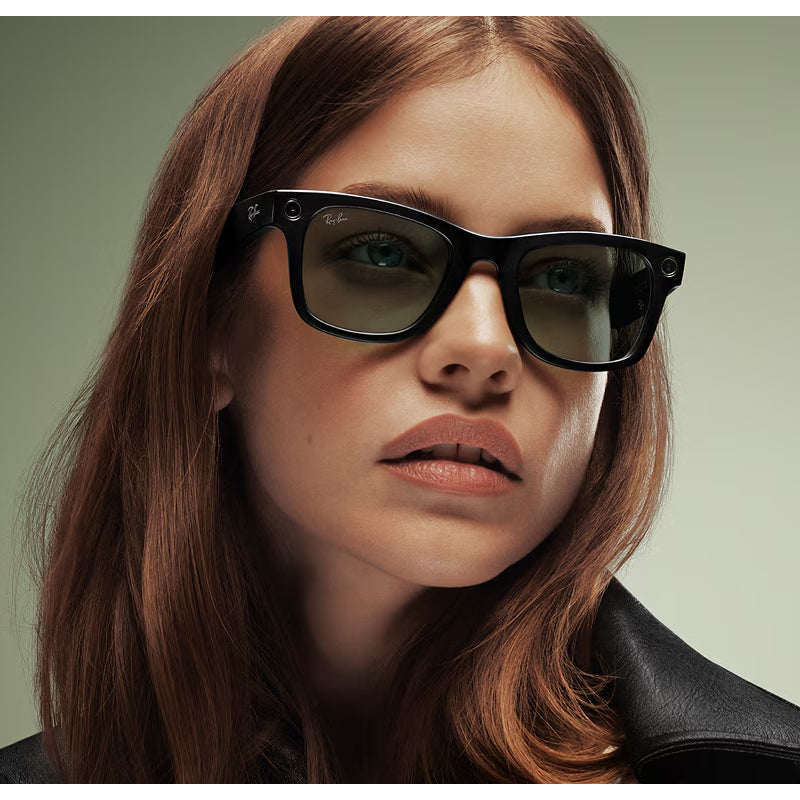 Ray-Ban Meta - Wayfarer Large (Gen 2) Bluetooth / Wi-Fi / Shiny Black - Green / Open Box
