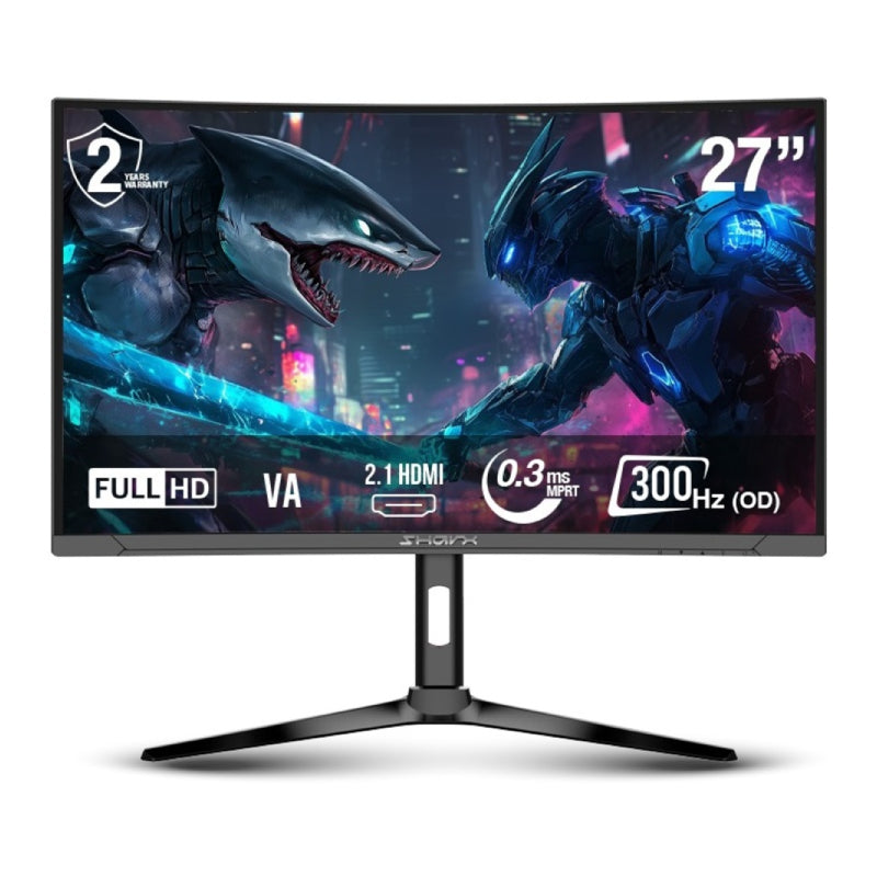 SHARX Jaws - 27" FHD / 0.3ms / 300Hz / HDMI 2.1 - Curved Gaming Monitor