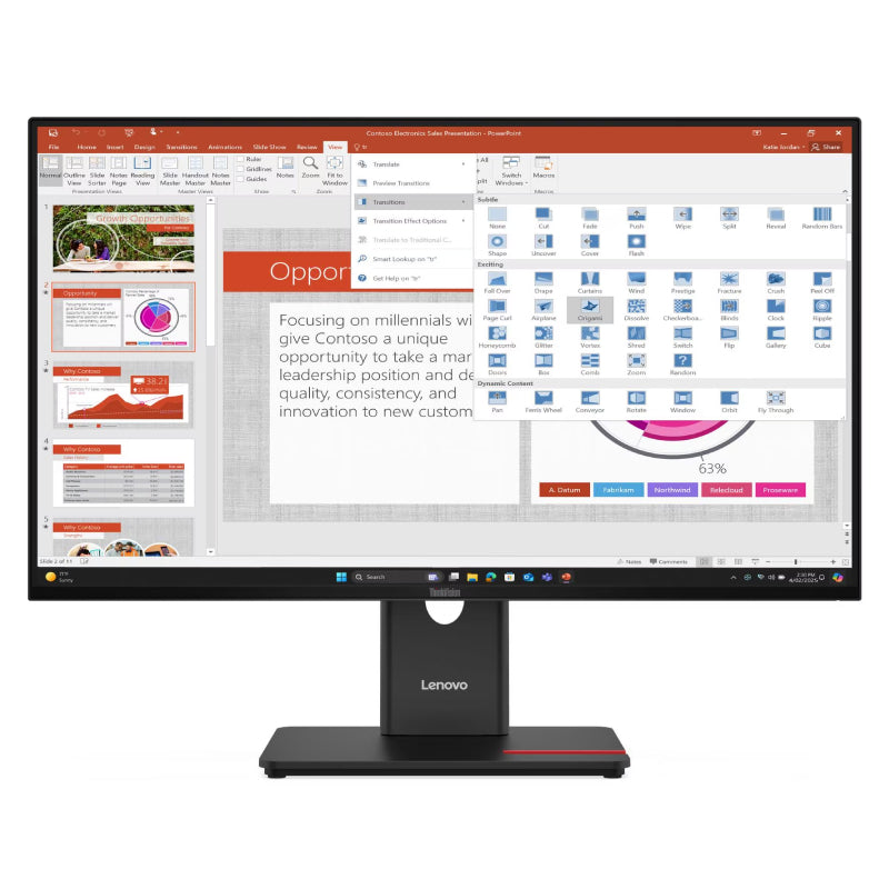 Lenovo ThinkVision T27-40 Monitor - 27" FHD IPS / 4ms / Up to 120Hz / HDMI 1.4/DisplayPort 1.2 /VGA/USB-A/USB-C / Height Adjust Stand / 3YW - Monitor