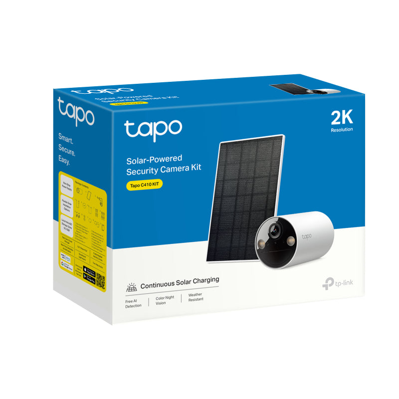 TP-Link TAPO C410 KIT Solar-Powered Security Camera Kit - 2K 3MP / Up to 15 fps / Two-Way / AI Detection / Night Vision