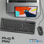 PROMATE Quiet Keys Wired Keyboard and 1200 DPI Mouse - Black