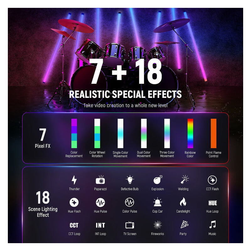 NEEWER TL120C 42W RGB Tube Light with APP/2.4G/DMX Control