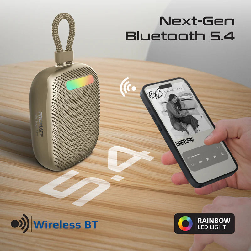 PROMATE CrystalSound 7W High-Definition Wireless Speaker - 1800mAh / Bluetooth 5.4 / Bronze Titanium