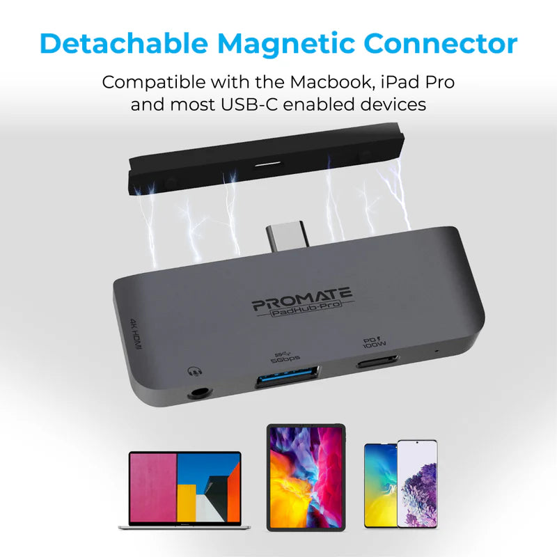PROMATE 4-in-1 USB-C Multimedia Hub - USB-C / HDMI / USB 3.0