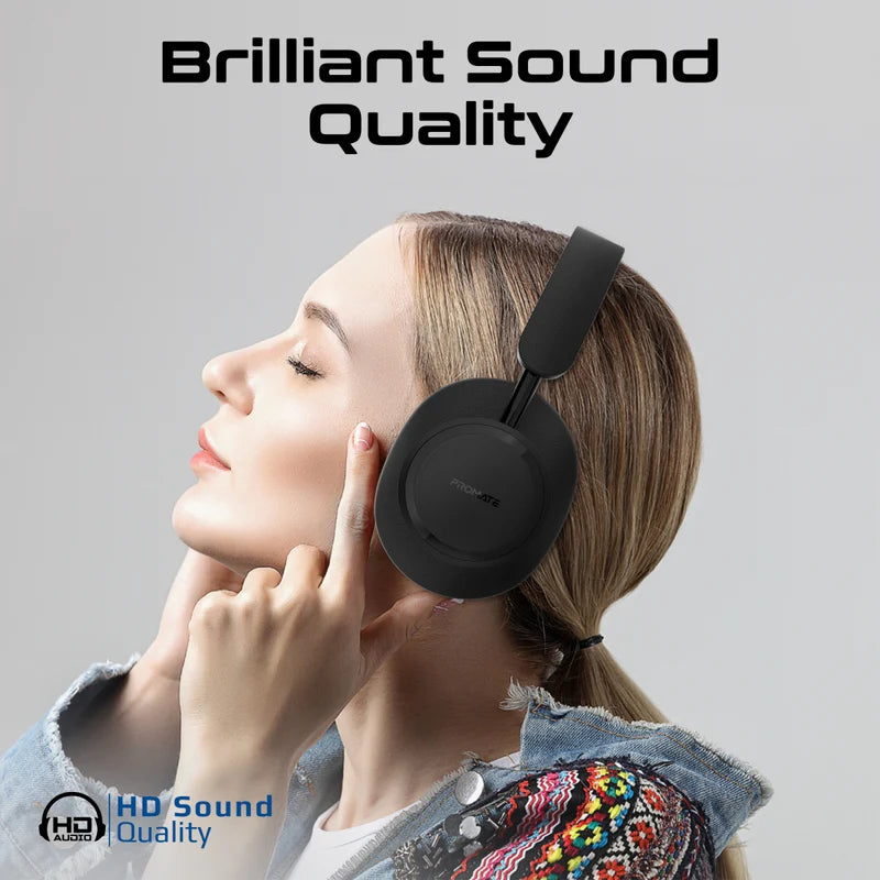 PROMATE Takt High Fidelity Over-Ear Stereo Wireless Headphones - Bluetooth / 400mAh / Black