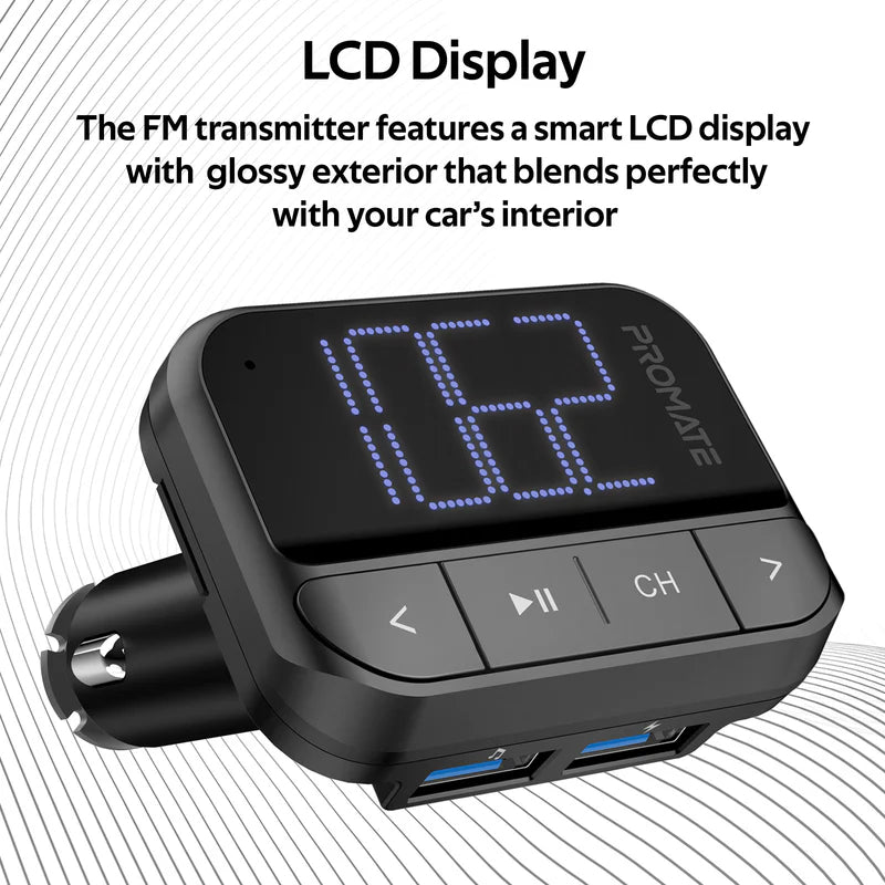 PROMATE In-Car FM Transmitter with Dual USB Ports