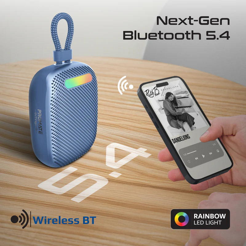 PROMATE CrystalSound 7W High-Definition Wireless Speaker - 1800mAh / Bluetooth 5.4 / Blue