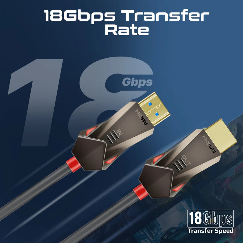 PROMATE Unidirectional HD 4K@60Hz HDMI 2.0 Audio Video Cable - 20M / 18 Gbps / Black