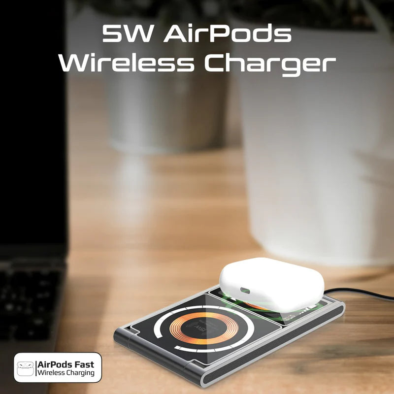 PROMATE Ultra-Slim Transparent Foldable MagSafe Wireless Charging Station - 15W