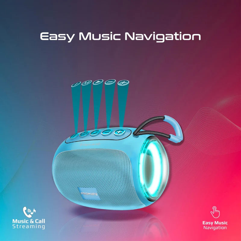 PROMATE LumiFlux High-Definition Wireless Speaker - 1200mAh / Bluetooth 5.3 / Blue
