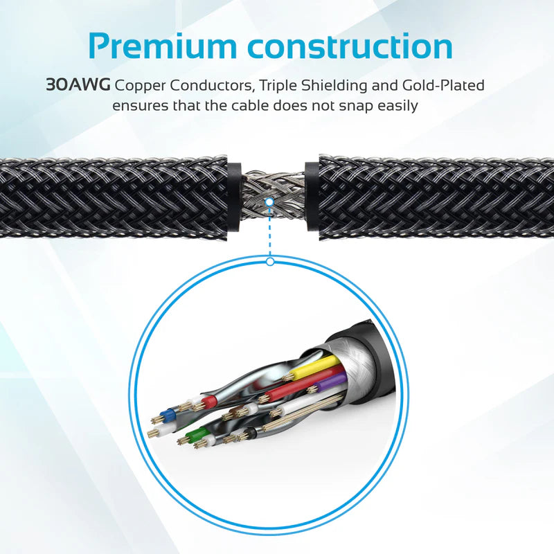 PROMATE High Definition Right Angle 4K HDMI Audio Video Cable - 3M / Black