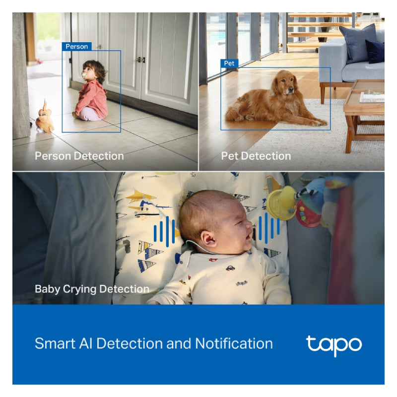 TP-Link Tapo C260 Pan/Tilt AI Home Security Wi-Fi Camera - 4K 8MP / Up to 20 fps / Two-Way Audio / AI Detection / Night Vision