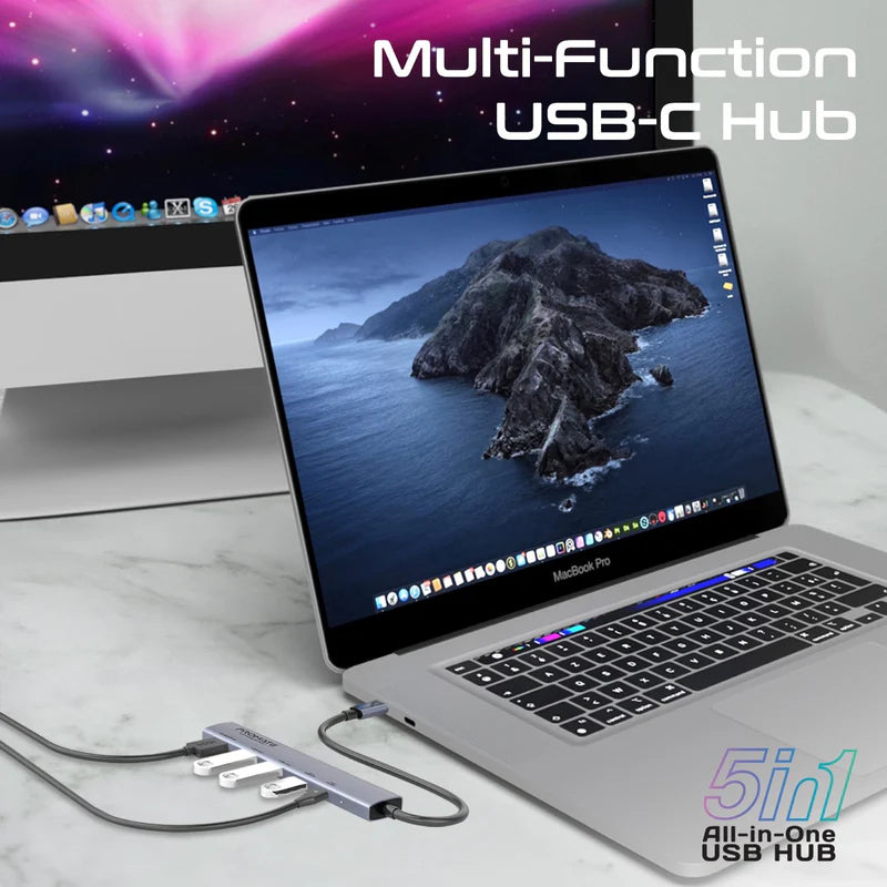 PROMATE LinkHub-5X 5-in-1 Multi-Function USB-C Hub - USB-C / USB-A / HDMI