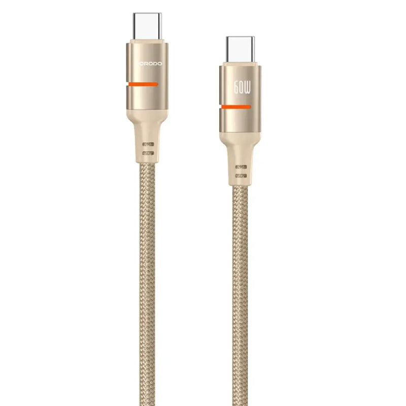 Porodo Braided LED Light Cable - USB-C / 1.2 Meter / Gold