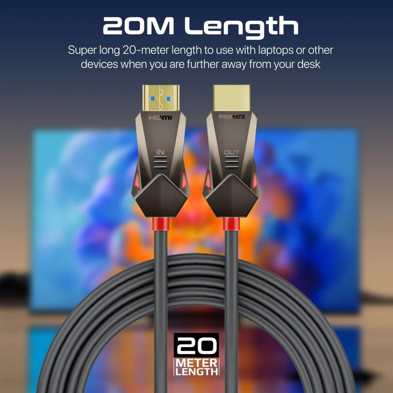 PROMATE Unidirectional HD 4K@60Hz HDMI 2.0 Audio Video Cable - 20M / 18 Gbps / Black