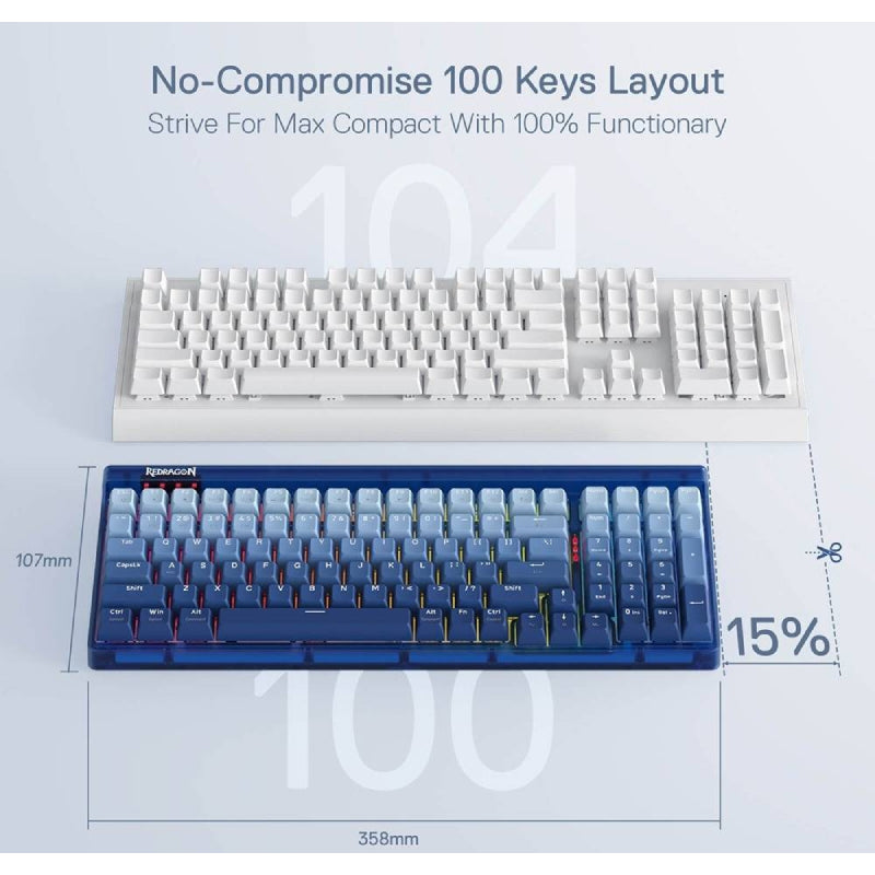 Redragon Garen K656WB-RGB-PRO 90% Mechanical Keyboard - Bluetooth / Wired / 3000mAh / Purple
