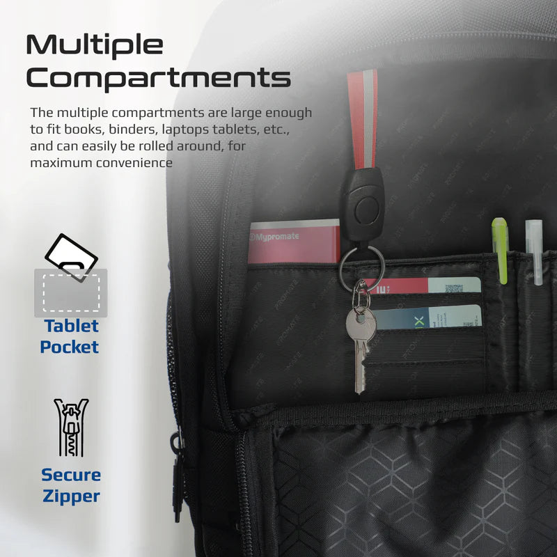 PROMATE Large Capacity Trolley Bag - 15.6” Screen Laptop / Black