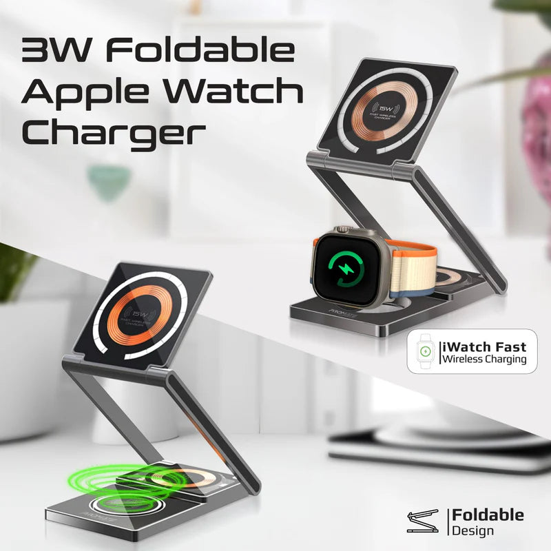 PROMATE Ultra-Slim Transparent Foldable MagSafe Wireless Charging Station - 15W