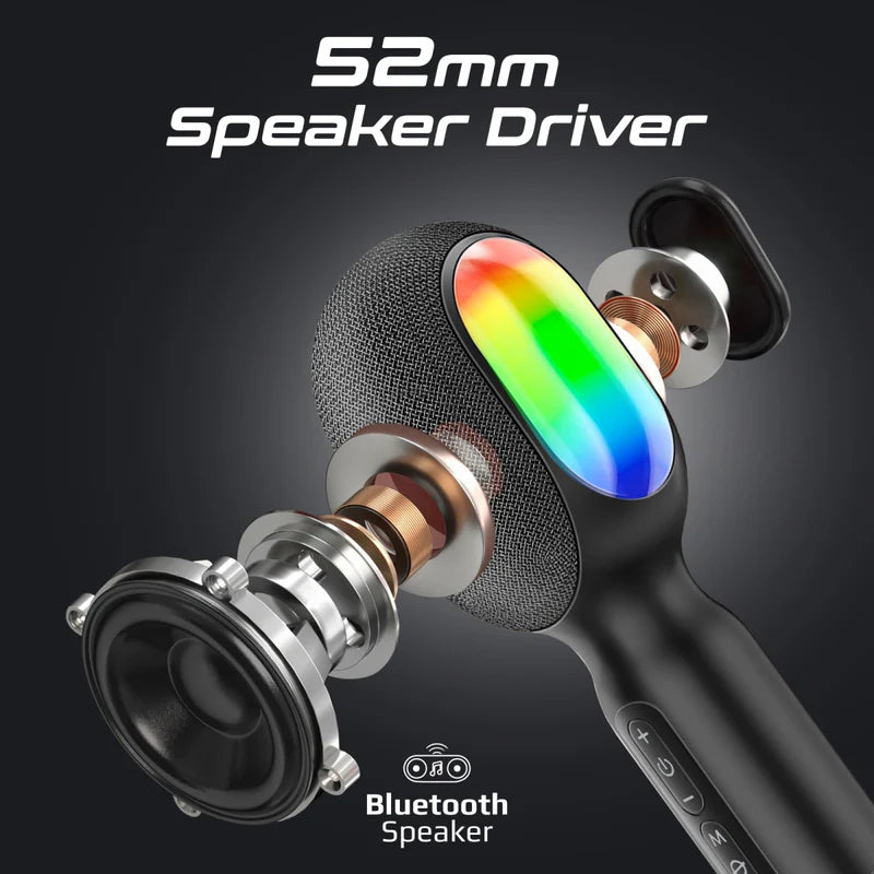 PROMATE 5-in-1 Wireless Karaoke Microphone & Speaker with Dynamic RGB Lights