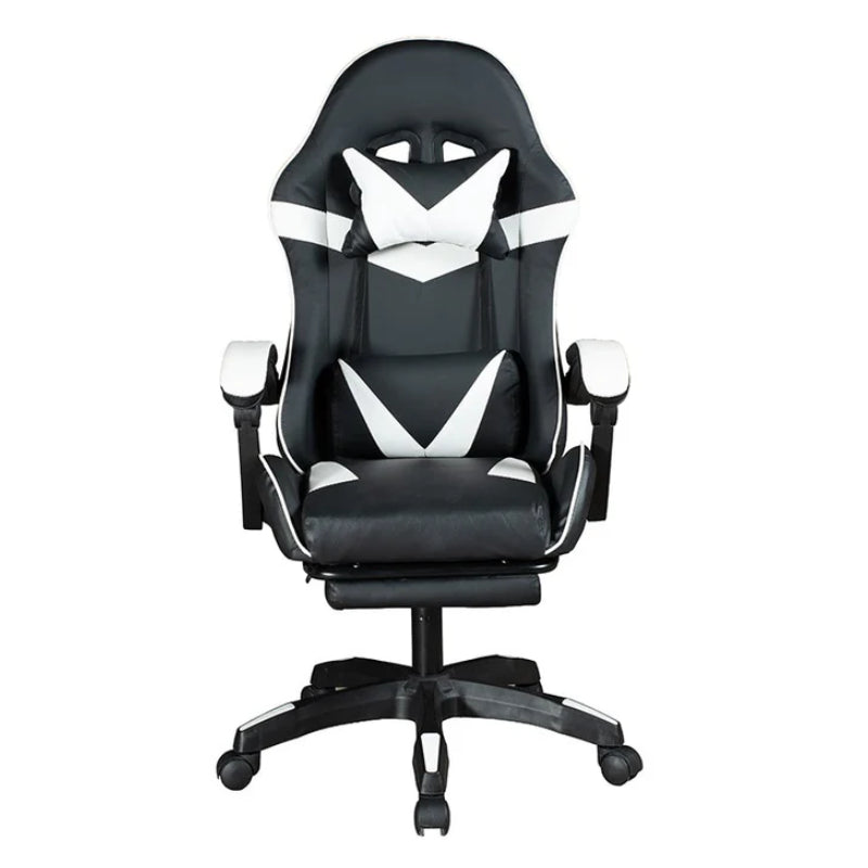 GADGETON Imperial Series PVC Leather Gaming Chair With Footrest - Black/White