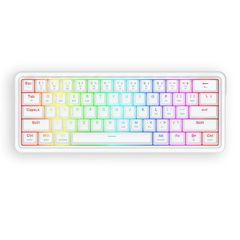 Redragon K730W RGB Pro Draconic V2 White 60% Gasket Wireless Mechanical Keyboard - Bluetooth / Wired / 2500mAh / White