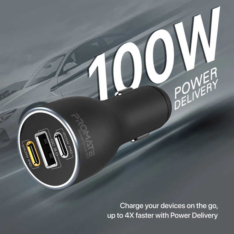 PROMATE RapidCharge Car Charger with Dual Power - 120W / USB-A / USB-C