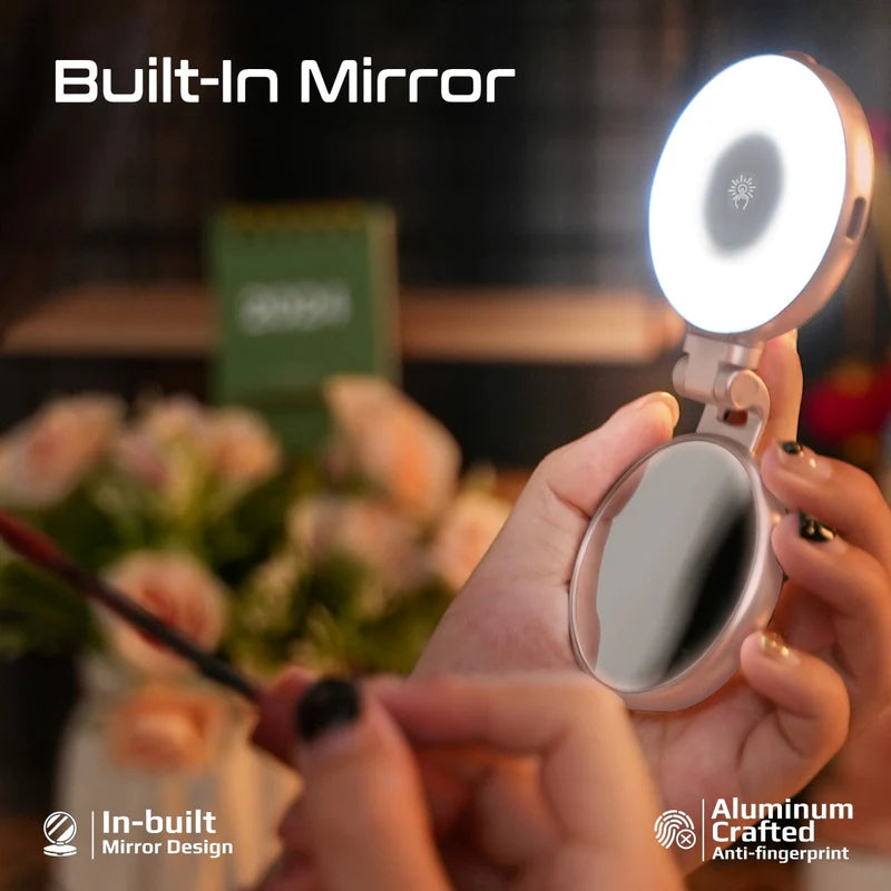 PROMATE 360° Rotatable Ultra-Slim MagSafe Rechargeable LED Ring Light - Rose Gold