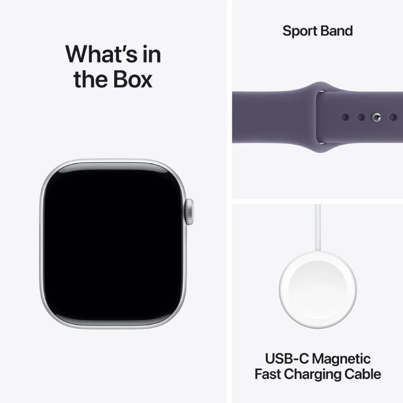 Apple Watch Series 11 - LTPO OLED / 64GB / 46mm / Bluetooth / Wi-Fi / Medium/Large / Silver Aluminum Case with Purple