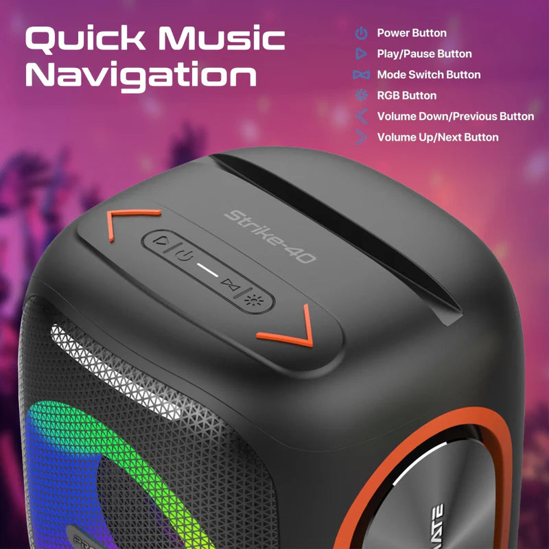 PROMATE LumiSound HD True Wireless Speaker with RGB Light - 40W / Bluetooth 5.3 / 6000mAh