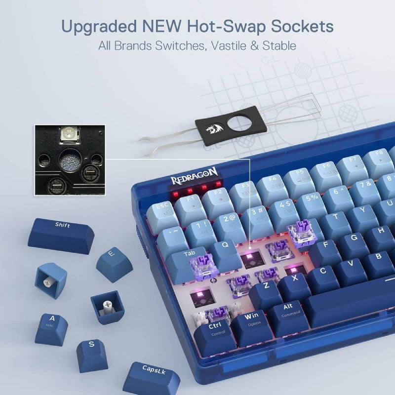 Redragon Garen K656WB-RGB-PRO 90% Mechanical Keyboard - Bluetooth / Wired / 3000mAh / Purple
