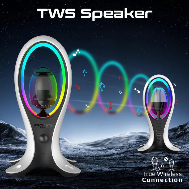 PROMATE Dynamic High Fidelity Dual Mode RGB Speaker / Headphone Stand & USB Hub