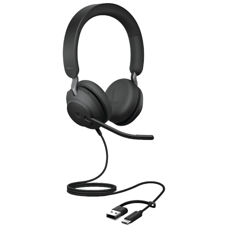 Jabra Evolve2 40 SE UC Stereo Headphone - Wired / USB-C/A / Black
