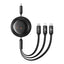 Baseus Free2Draw Retractable Crystal Cable - 1.1m / USB-A to M+L+C / 100W / Black