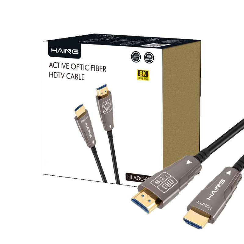 HAING Active Optic Fiber HDTV Cable - HDMI to HDMI / 48Gbps / 10m